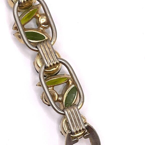 Juliana DeLizza & Elster Vintage Green Rhinestone Glass Bracelet #6700 - Picture 6 of 13